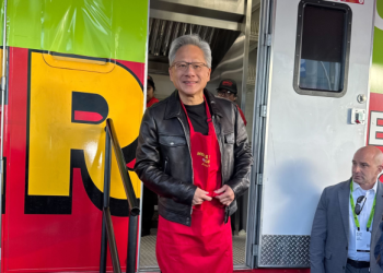 NVIDIA CEO Jensen Huang Seen Flipping Burgers at Denny’s Mobile Station Before GTC 2025 Keynote